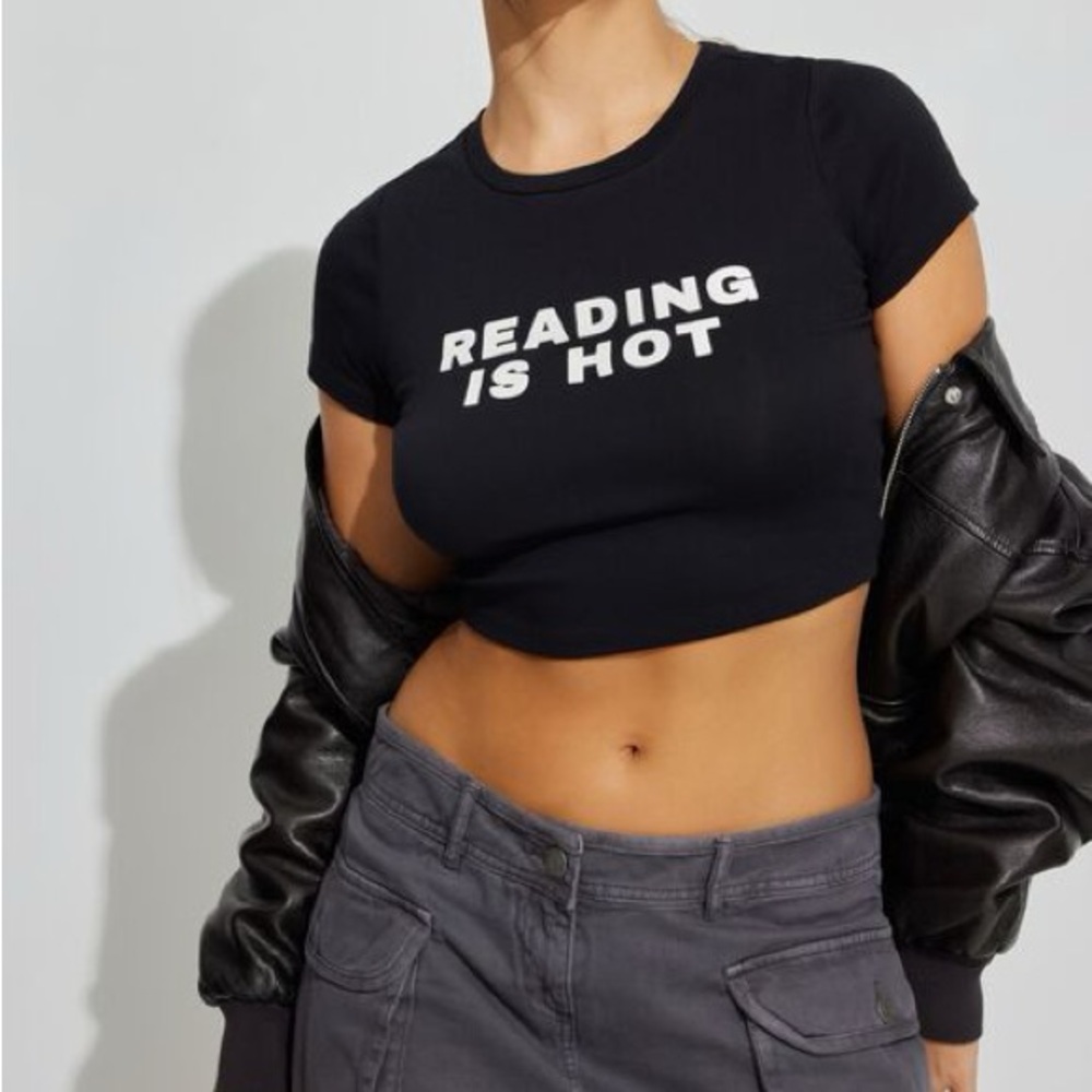 Garage 'Reading is Hot' Baby Crop Tee